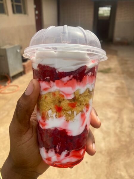 Banana bread and cake parfait