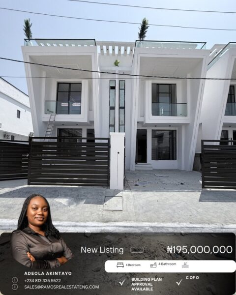 Luxury 4-Bedroom Semi-Detached Duplex for Sale in Ikota, Lekki, Lagos (Modern & Fully Fitted)