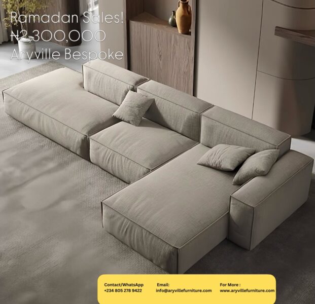 Luxury Bespoke Sofa Set in Nigeria – Aryville Modern Sectional Couch (Premium Living Room Furniture)