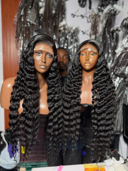 Peruvian Deep Wave Wig in Nigeria – 5x5 Closure Wig (34 Inches Natural Color)