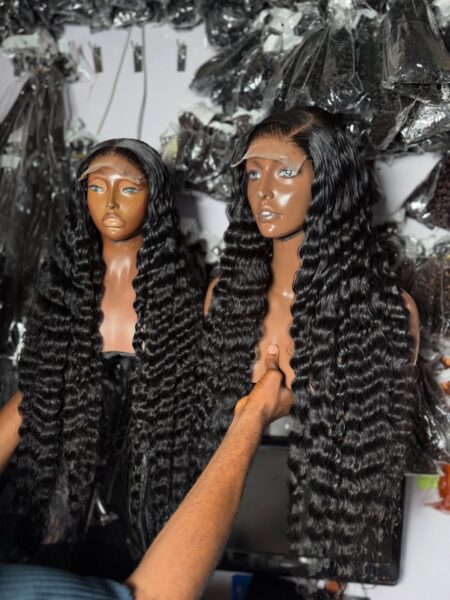 Peruvian Deep Wave Wig in Nigeria – 5x5 Closure Wig (34 Inches Natural Color)