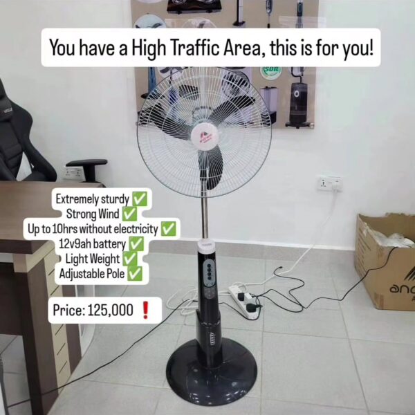 Andrakk 18” Rechargeable Mist Fan for Sale in Lagos – Up to 15 Hours Backup | Inverter & Solar Compatible