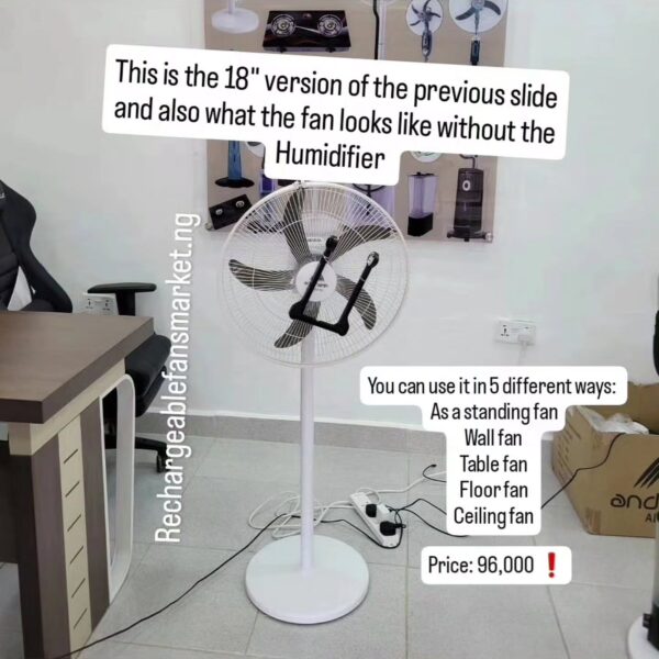 Andrakk 18” Rechargeable Mist Fan for Sale in Lagos – Up to 15 Hours Backup | Inverter & Solar Compatible