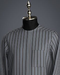 Luxury Men’s Native Wear (Senator/Kaftan) in Nigeria – Premium Striped Design | Available in Bale
