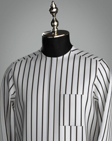 Luxury Men’s Native Wear (Senator/Kaftan) in Nigeria – Premium Striped Design | Available in Bale