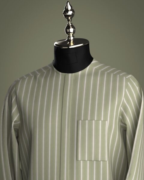 Luxury Men’s Native Wear (Senator/Kaftan) in Nigeria – Premium Striped Design | Available in Bale