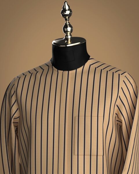Luxury Men’s Native Wear (Senator/Kaftan) in Nigeria – Premium Striped Design | Available in Bale