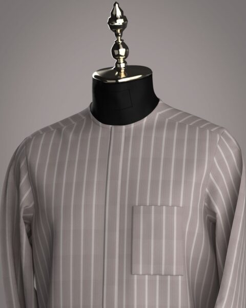 Luxury Men’s Native Wear (Senator/Kaftan) in Nigeria – Premium Striped Design | Available in Bale