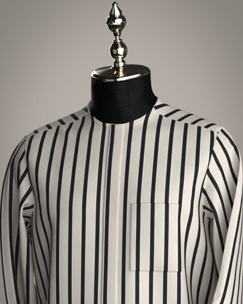 Luxury Men’s Native Wear (Senator/Kaftan) in Nigeria – Premium Striped Design | Available in Bale