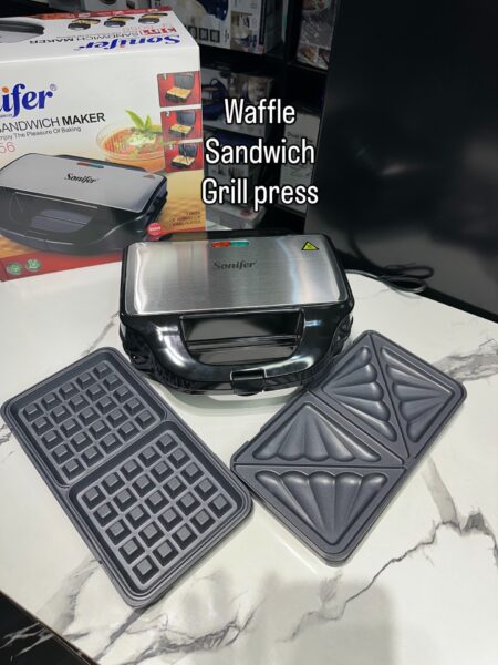 3-in-1 Sonifer Sandwich Maker, Waffle Maker & Grill Press (Non-Stick Plates)