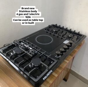 Polystar 5 Burner Gas Cooker with Electric Plate (4 Gas + 1 Electric) – Tabletop & Built-In