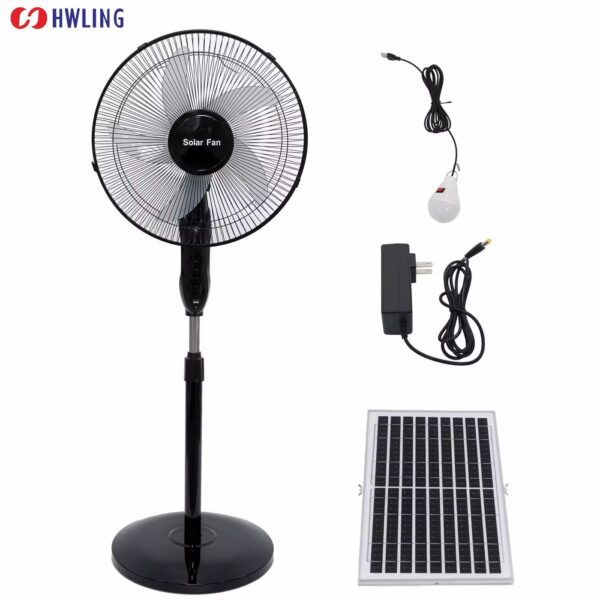 16 Inches Rechargeable Solar Fan with Solar Panel & LED Bulb for Sale in Nigeria
