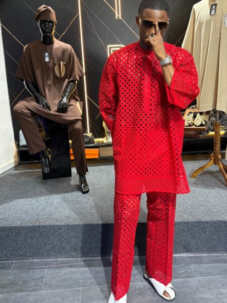 Red Senator Outfit – Premium Men’s Traditional Wear (Abuja)