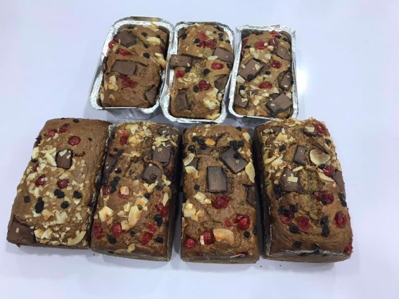 Banana bread and cake parfait