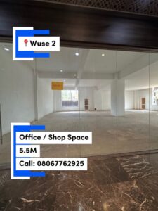 Spacious Office / Shop Space for Rent in Wuse 2, Abuja – Prime Commercial Location
